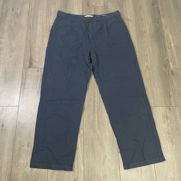 Madewell Cotton Hemp Blend Pleated Relaxed Straight Trouser US Men's 35X32 - Picture 2 of 6